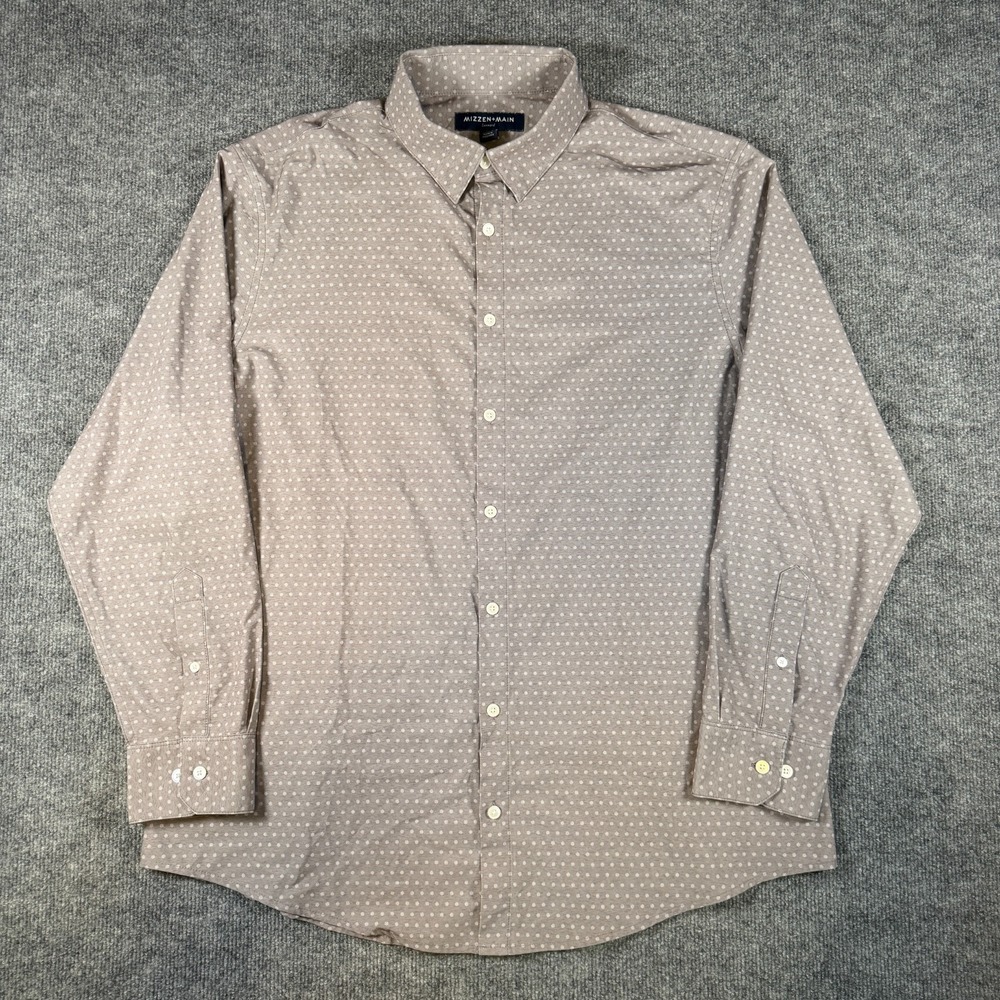 Mizzen Main Leeward Button Up Polka Dot Dress Shirt Large Classic Fit